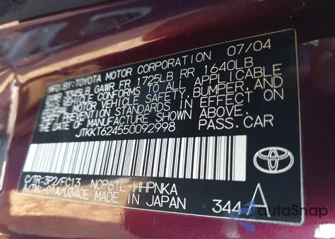 2005 Scion Xa из США, поврежденный, VIN JTKKT624550092998